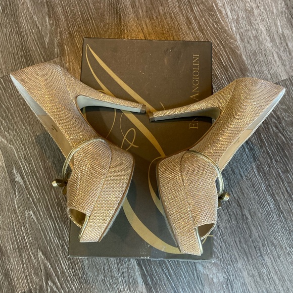 Gold Sparkle Peep Toe Heels - Picture 12 of 16